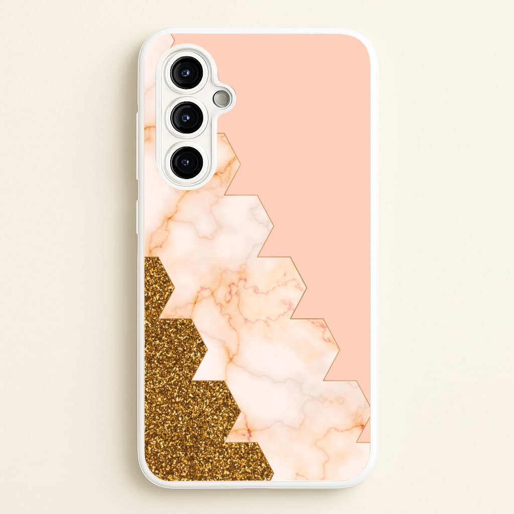 Glitter And Marble Geometric - Marble Phone Case for Galaxy A54