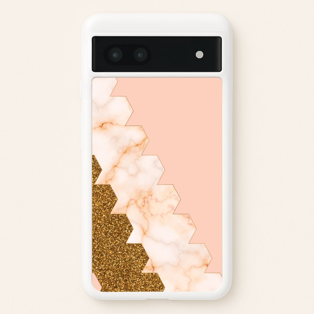 Glitter And Marble Geometric - Marble Phone Case for Google Pixel 6a