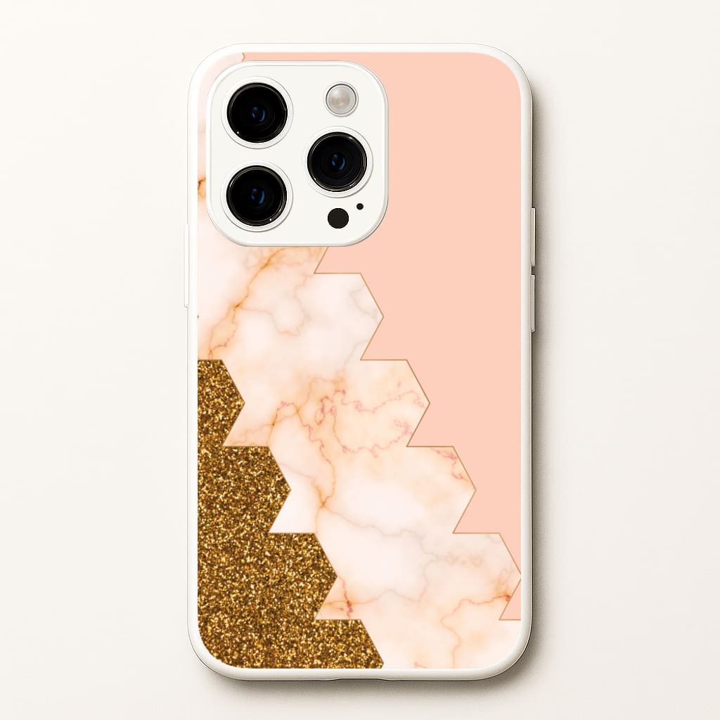 Glitter And Marble Geometric - Marble Phone Case for iPhone 14 Pro Max