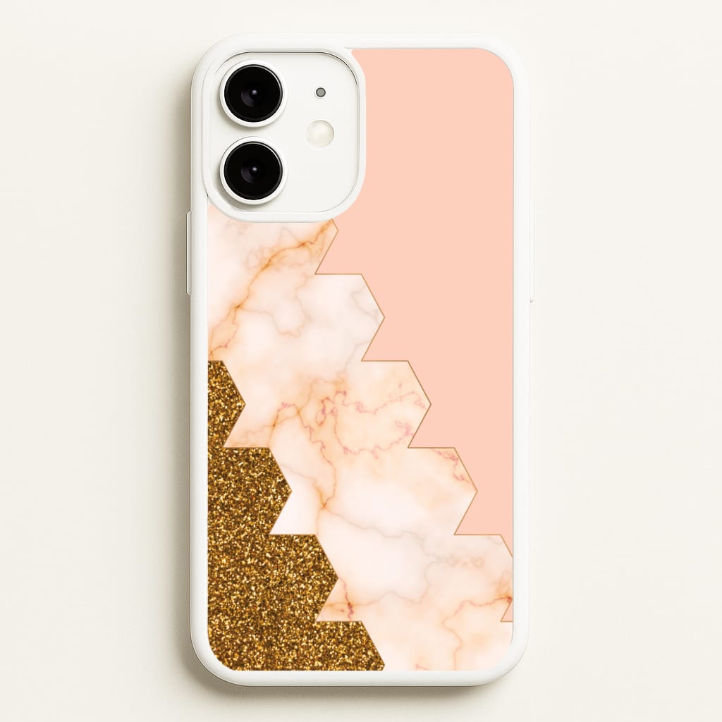 Glitter And Marble Geometric - Marble Phone Case for iPhone 11