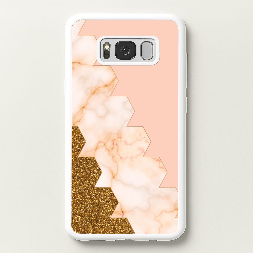 Glitter And Marble Geometric - Marble Phone Case for Galaxy S8