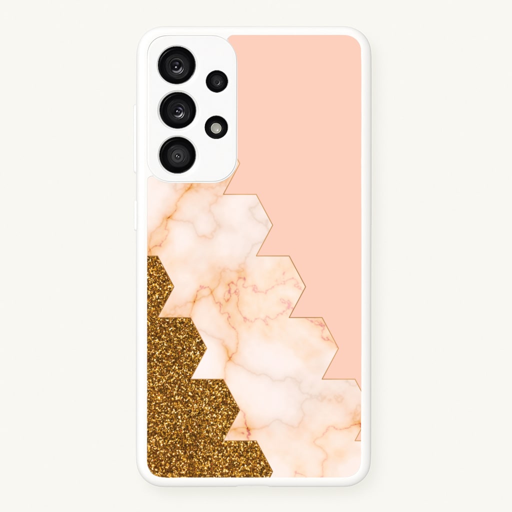 Glitter And Marble Geometric - Marble Phone Case for Galaxy A53