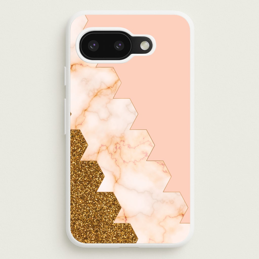 Glitter And Marble Geometric - Marble Phone Case for Google Pixel 9a