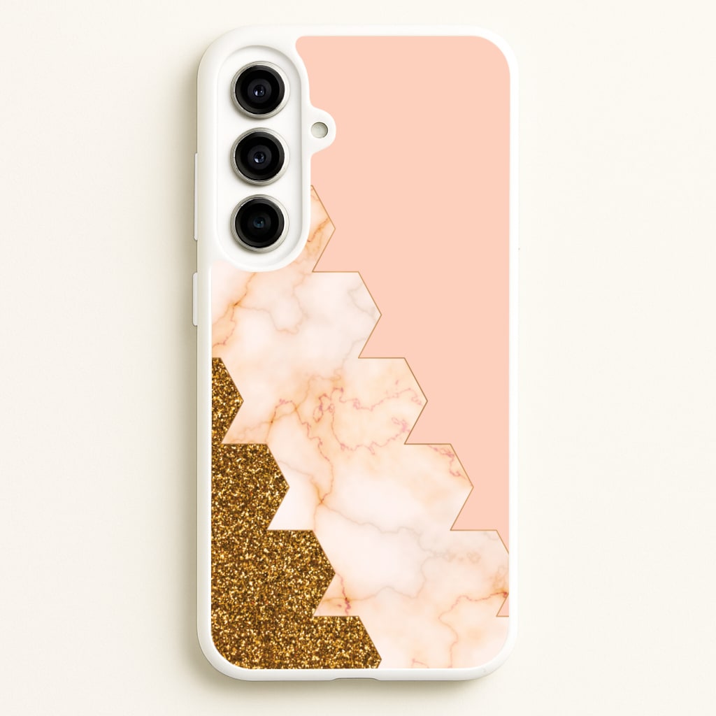 Glitter And Marble Geometric - Marble Phone Case for Galaxy A56