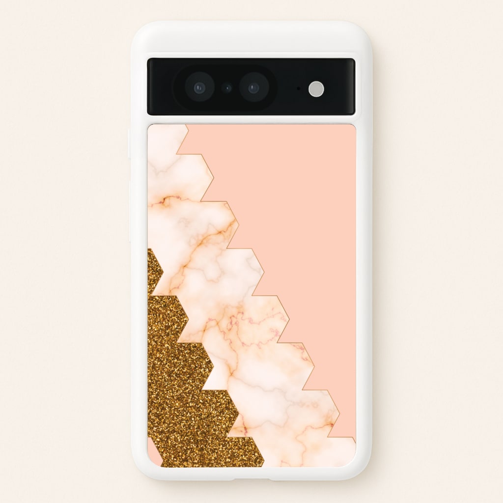 Glitter And Marble Geometric - Marble Phone Case for Google Pixel 8