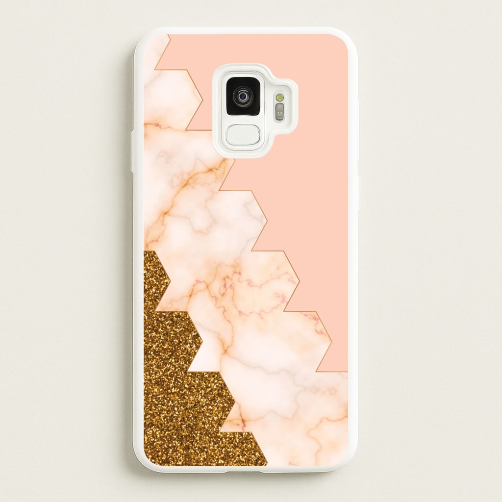 Glitter And Marble Geometric - Marble Phone Case for Galaxy S9