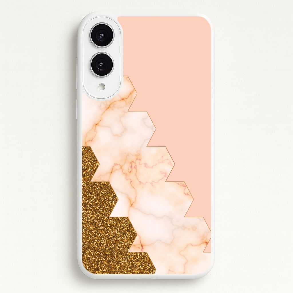 Glitter And Marble Geometric - Marble Phone Case for Galaxy S25 Edge