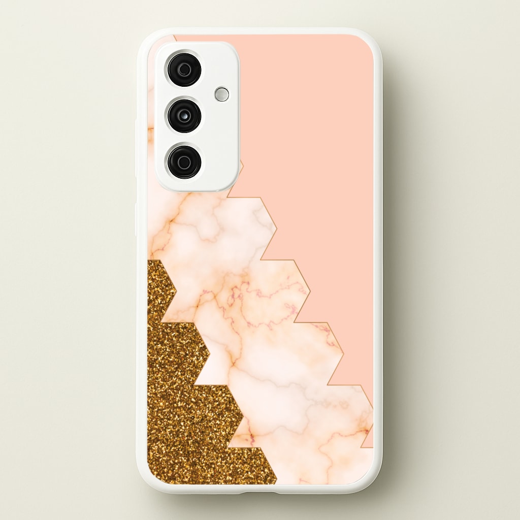 Glitter And Marble Geometric - Marble Phone Case for Galaxy A55