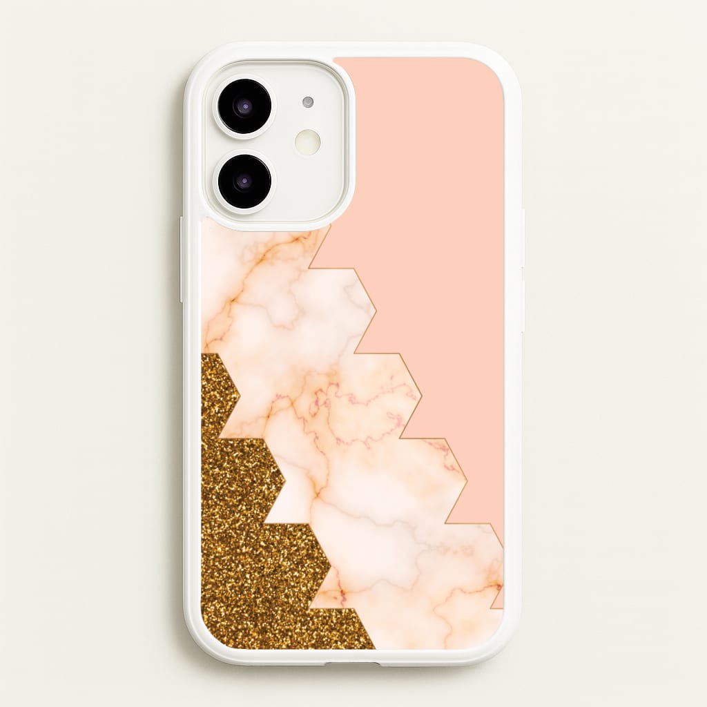 Glitter And Marble Geometric - Marble Phone Case for iPhone 12 / 12 Pro