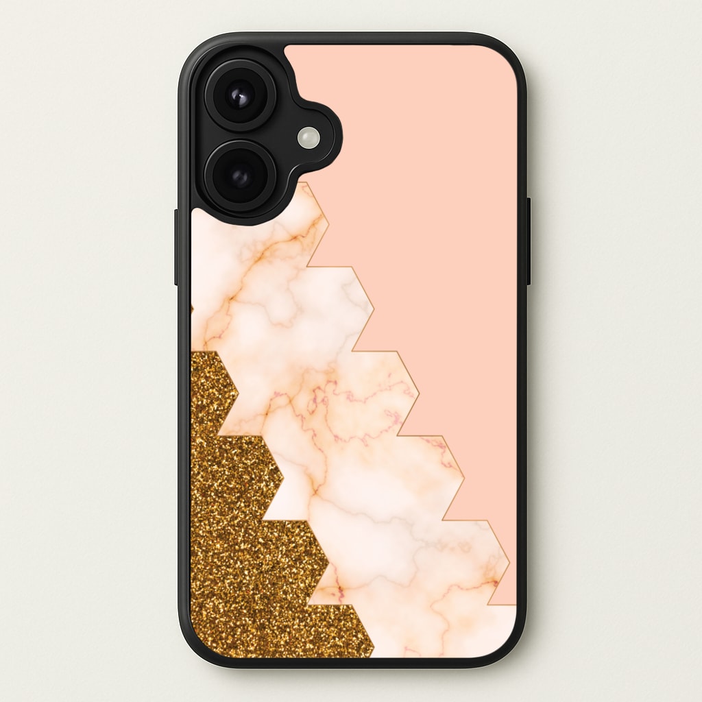 Glitter And Marble Geometric Phone Case for iPhone 17