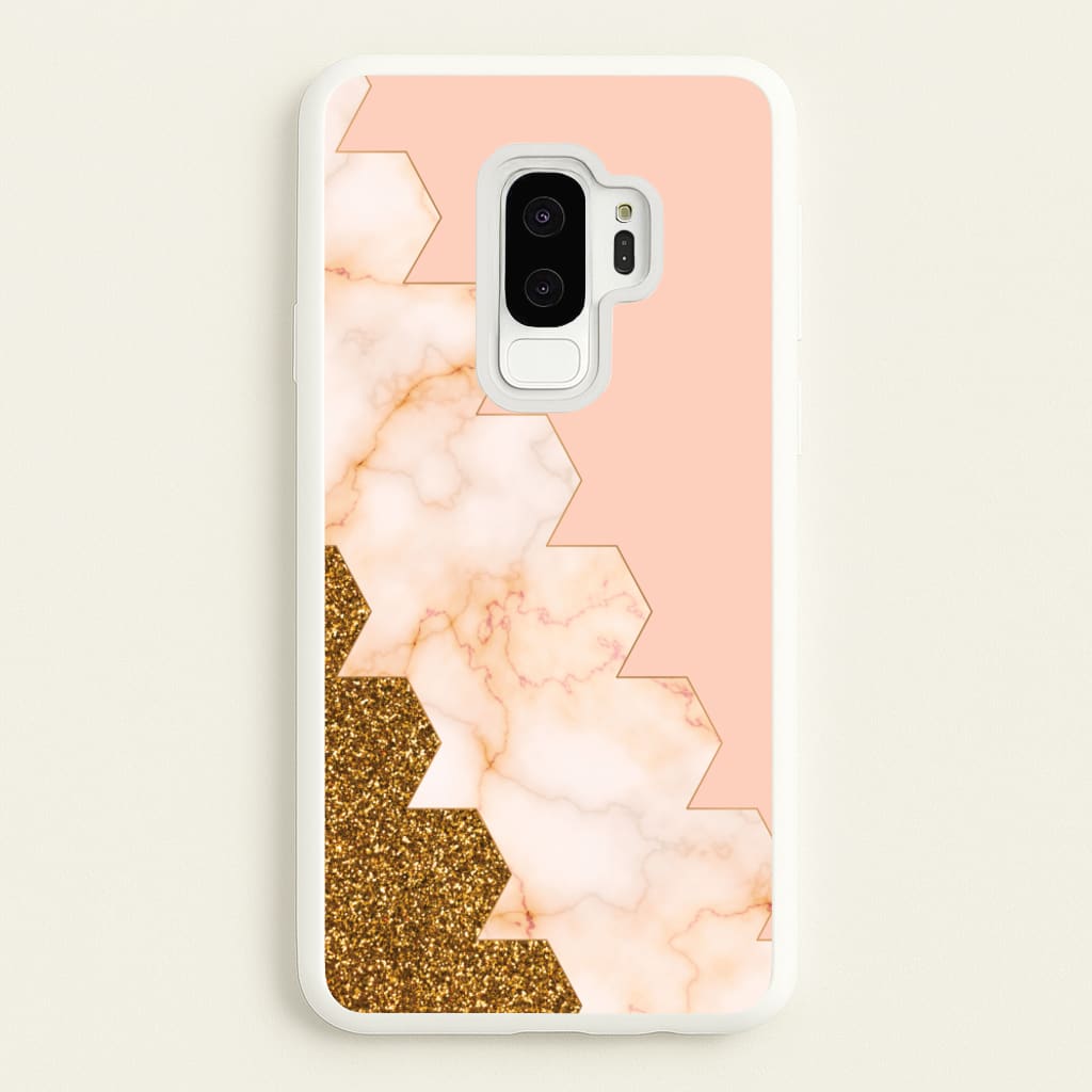 Glitter And Marble Geometric - Marble Phone Case for Galaxy S9 Plus