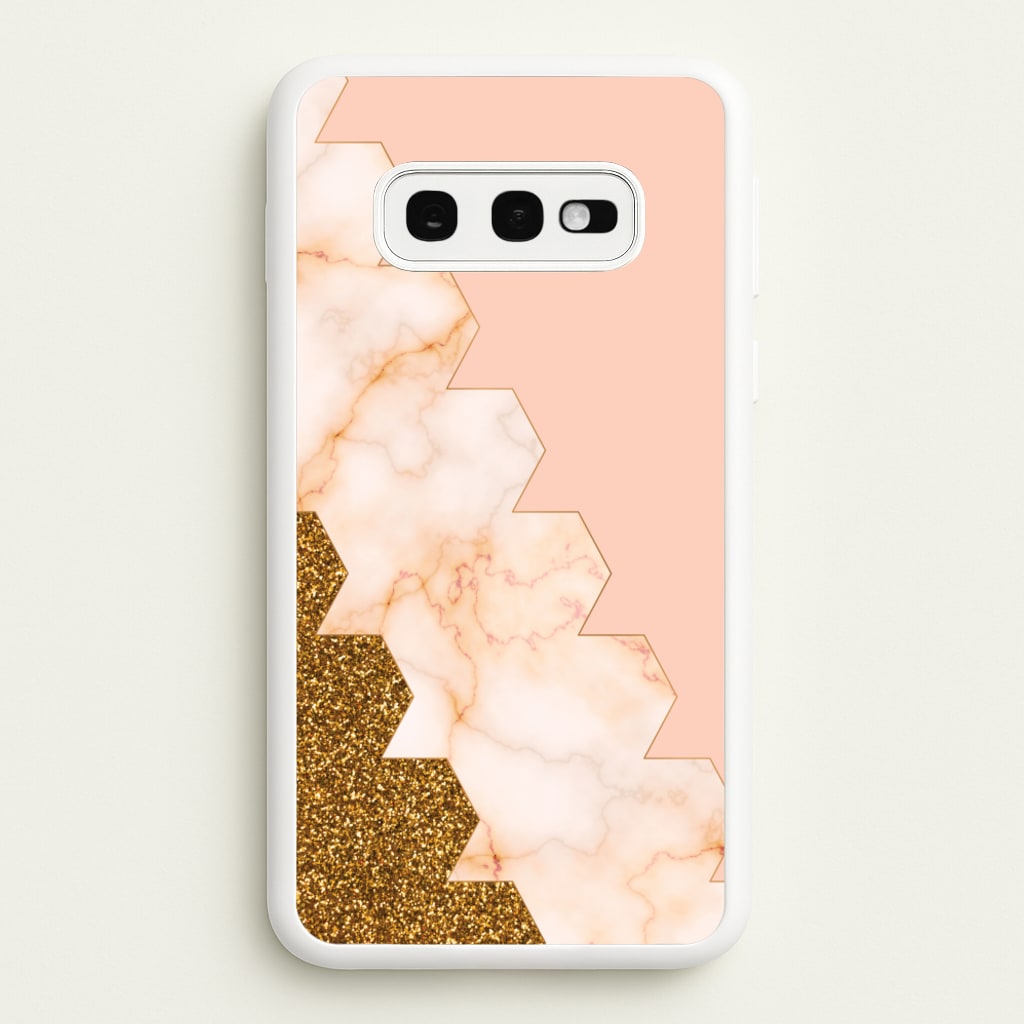 Glitter And Marble Geometric - Marble Phone Case for Galaxy S10e