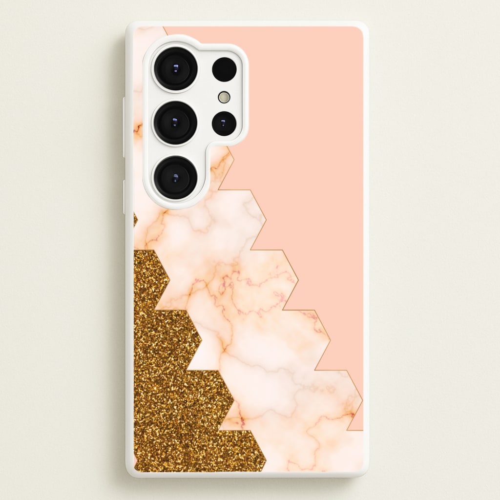 Glitter And Marble Geometric - Marble Phone Case for Galaxy S25 Ultra