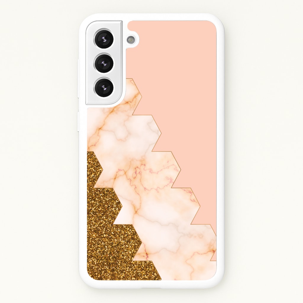 Glitter And Marble Geometric - Marble Phone Case for Galaxy S21FE