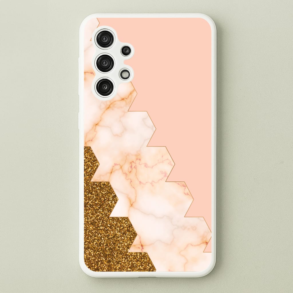 Glitter And Marble Geometric - Marble Phone Case for Galaxy A13