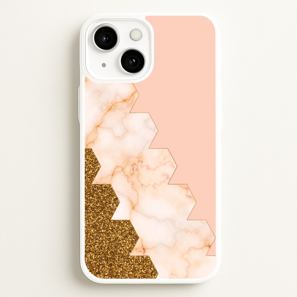 Glitter And Marble Geometric - Marble Phone Case for iPhone 13