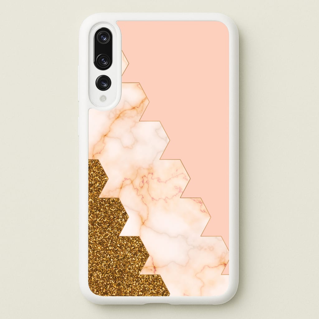 Glitter And Marble Geometric - Marble Phone Case for Huawei P20 Pro