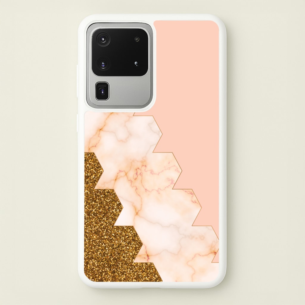 Glitter And Marble Geometric - Marble Phone Case for Galaxy S20 Ultra