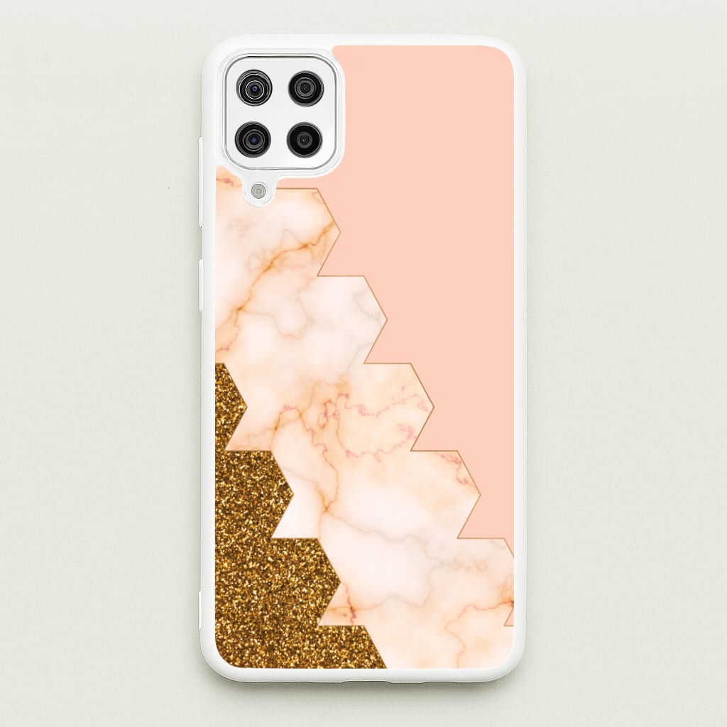 Glitter And Marble Geometric - Marble Phone Case for Galaxy A12