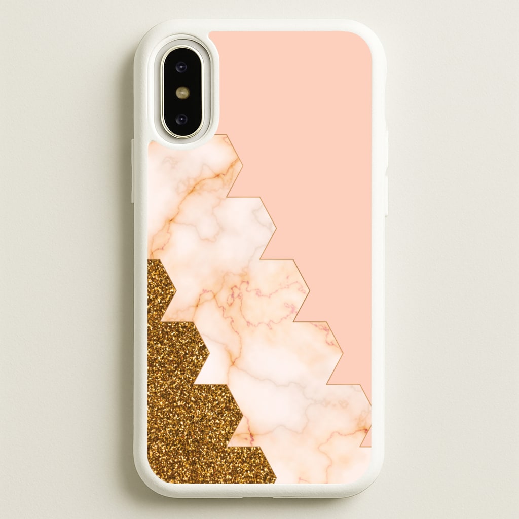 Glitter And Marble Geometric - Marble Phone Case for iPhone X / XS