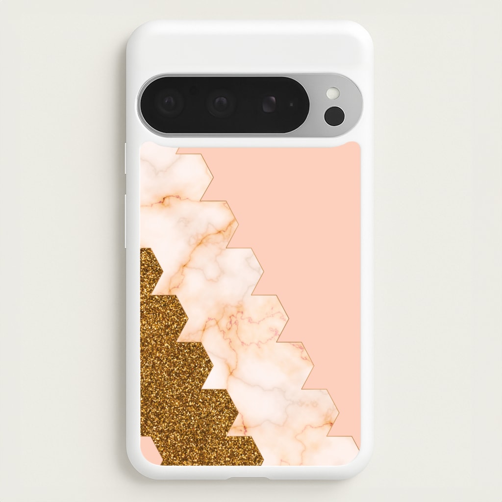 Glitter And Marble Geometric - Marble Phone Case for Google Pixel 9 Pro XL