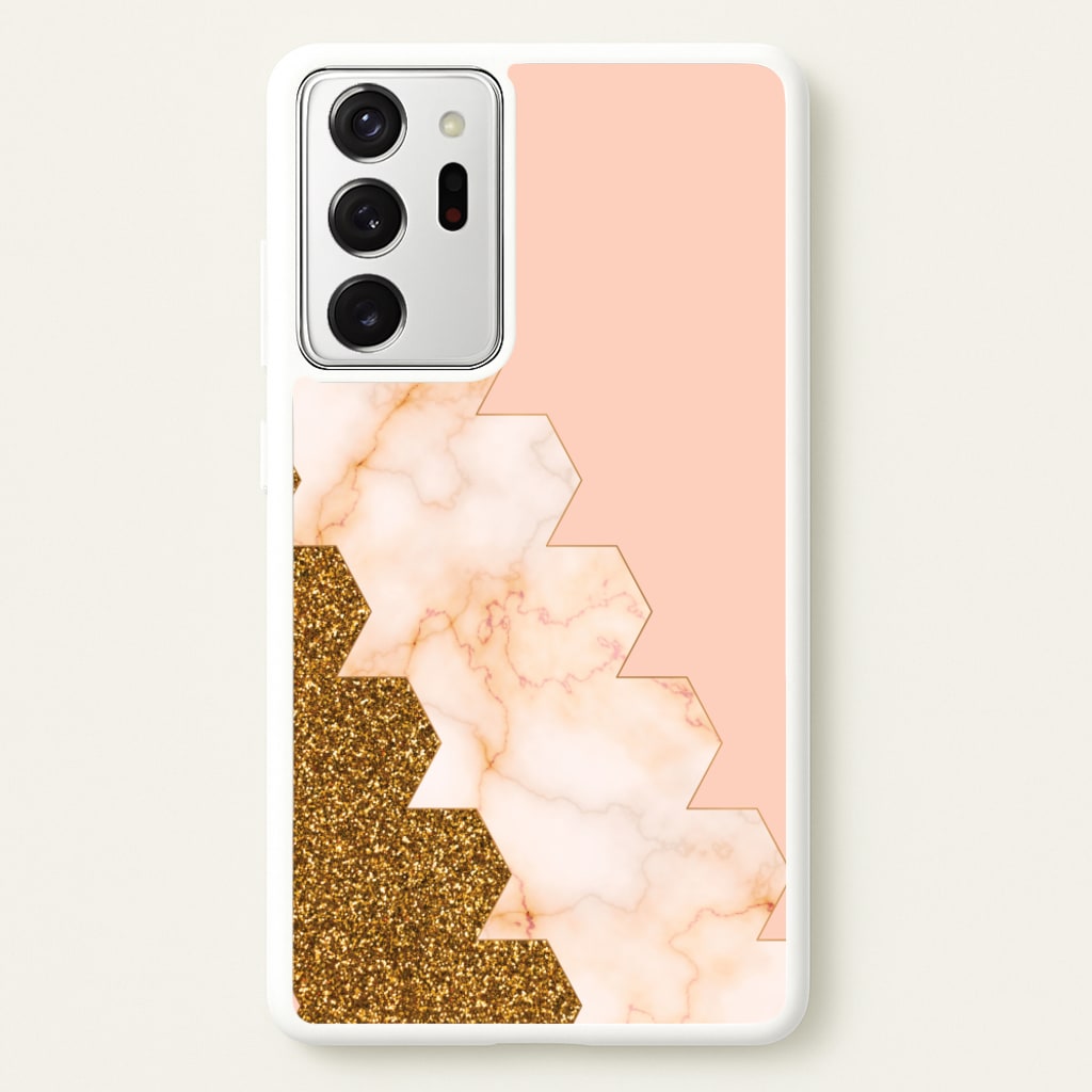 Glitter And Marble Geometric - Marble Phone Case for Galaxy Note 20 Ultra