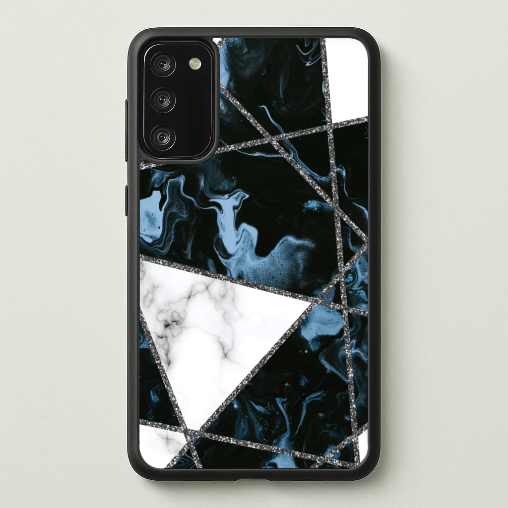 Dark Blue Marble And Silver Collage - Marble Phone Case for Galaxy S20