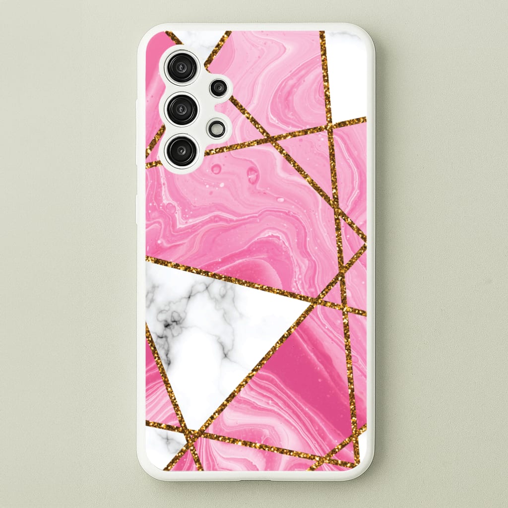 Pink Marble And Gold Collage - Marble Phone Case for Galaxy A13