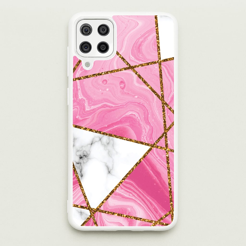 Pink Marble And Gold Collage - Marble Phone Case for Galaxy A12