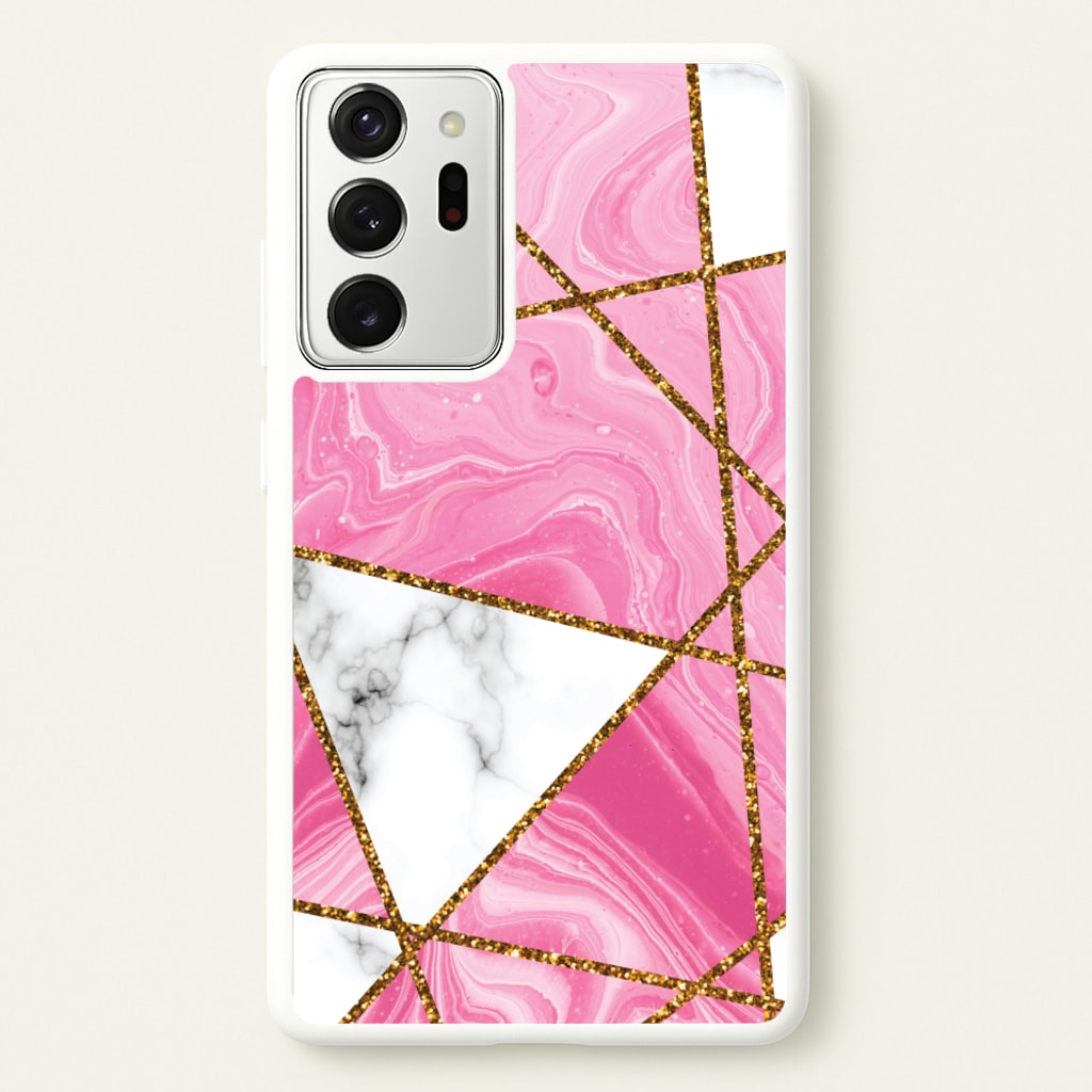 Pink Marble And Gold Collage - Marble Phone Case for Galaxy Note 20 Ultra