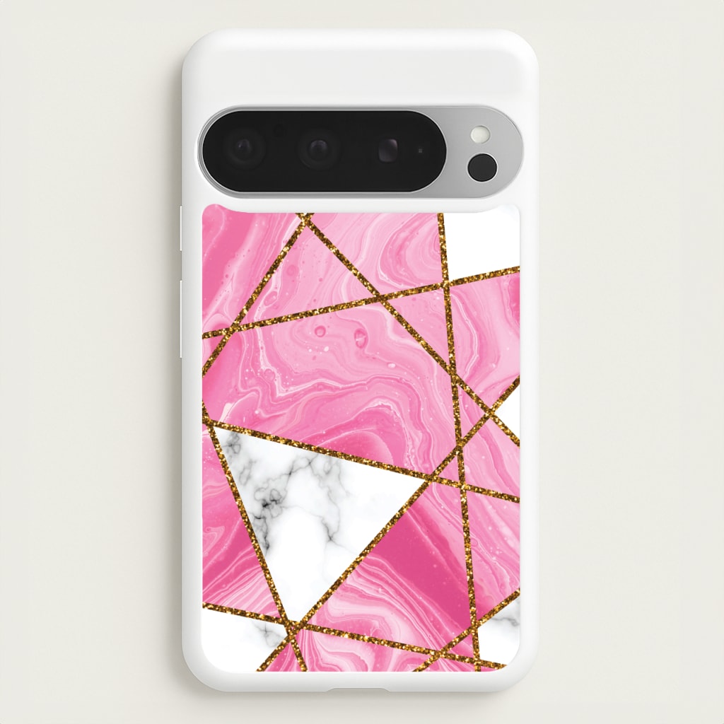 Pink Marble And Gold Collage - Marble Phone Case for Google Pixel 9 Pro XL
