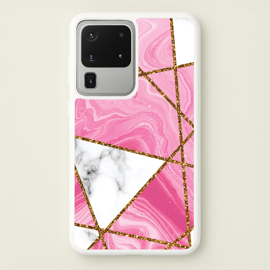 Pink Marble And Gold Collage - Marble Phone Case for Galaxy S20 Ultra