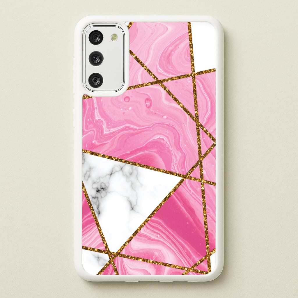 Pink Marble And Gold Collage - Marble Phone Case for Galaxy S20FE