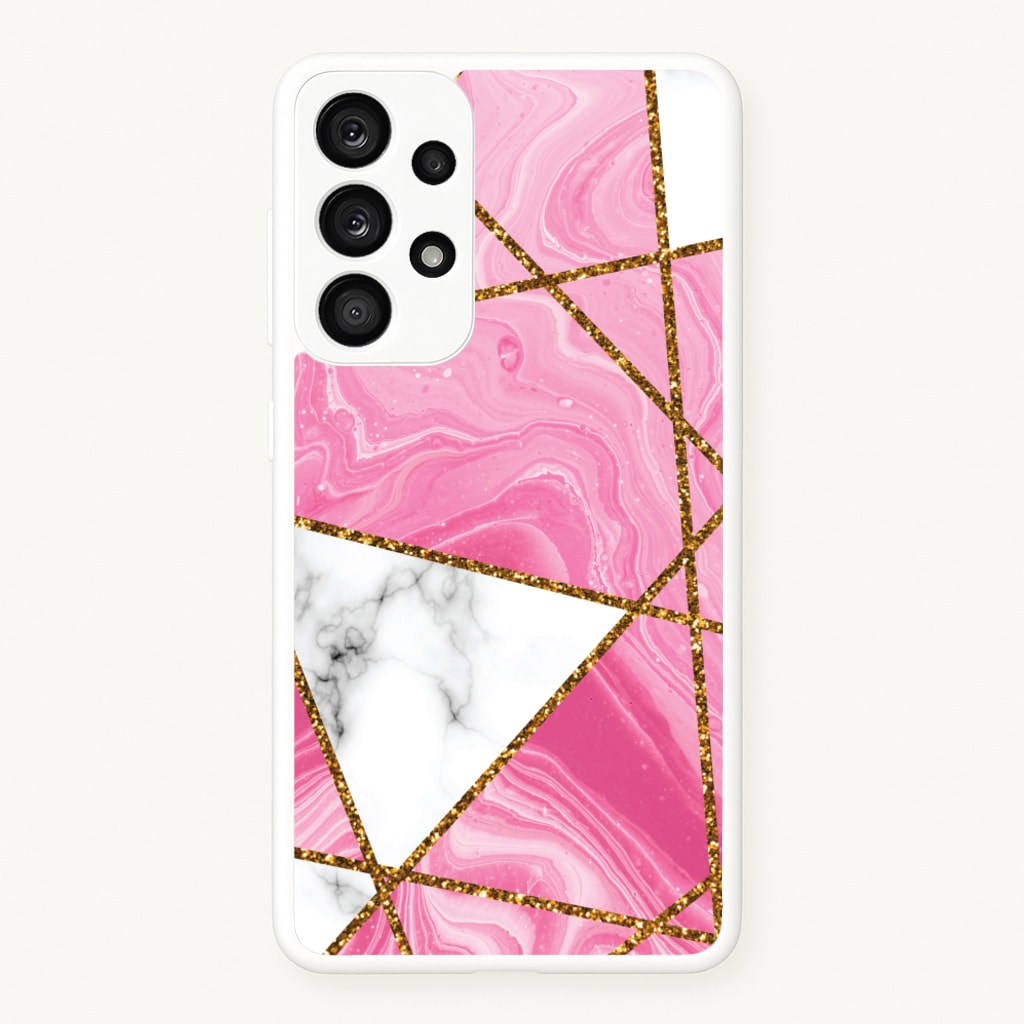 Pink Marble And Gold Collage - Marble Phone Case for Galaxy A53
