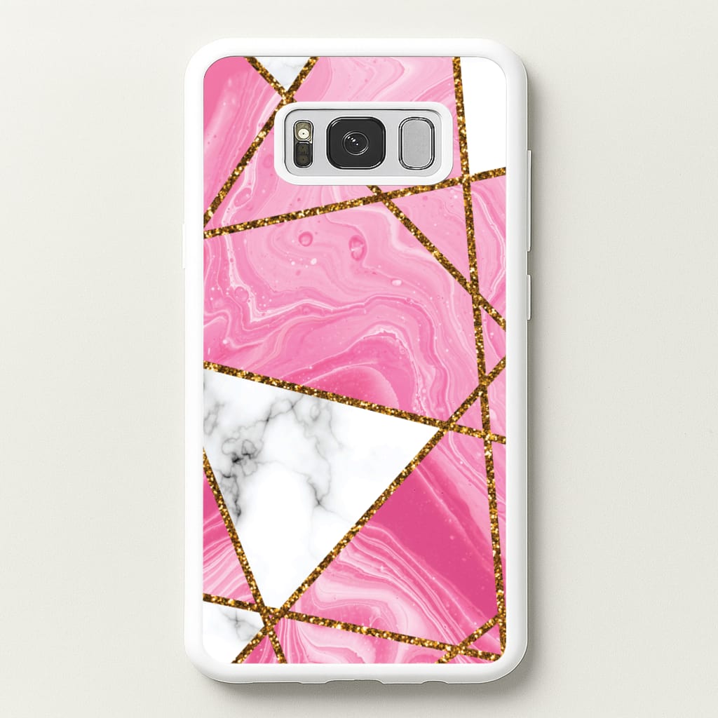 Pink Marble And Gold Collage - Marble Phone Case for Galaxy S8