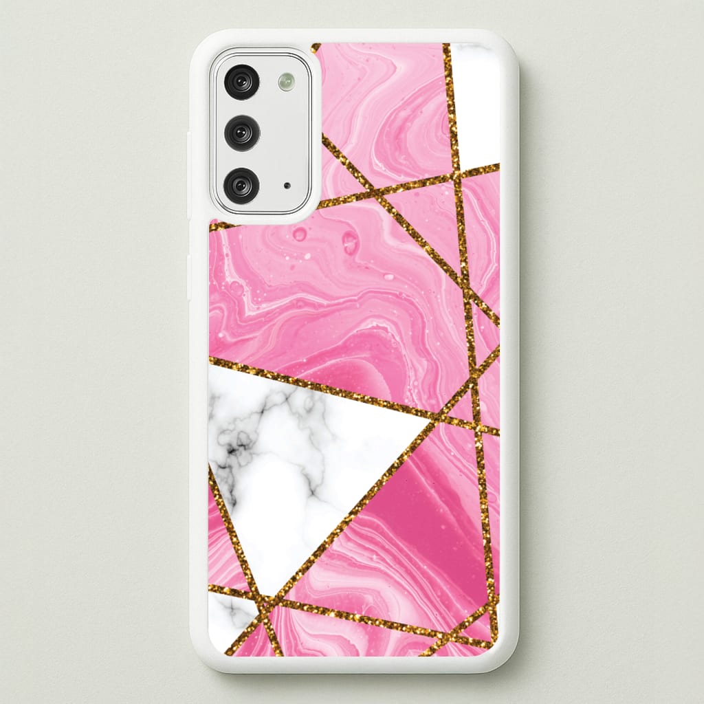 Pink Marble And Gold Collage - Marble Phone Case for Galaxy Note 20