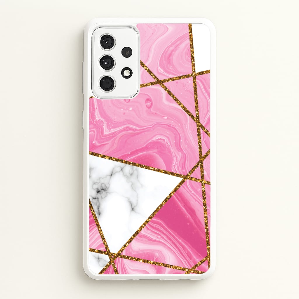 Pink Marble And Gold Collage - Marble Phone Case for Galaxy A52 / A52s