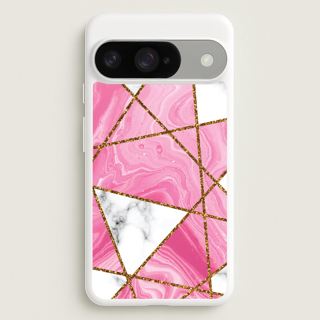 Pink Marble And Gold Collage Phone Case for Google Pixel 10 / 10 Pro