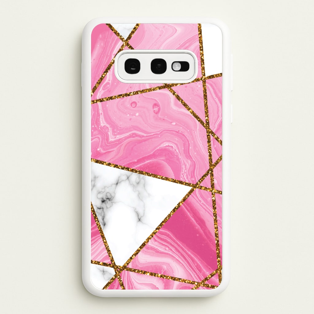 Pink Marble And Gold Collage - Marble Phone Case for Galaxy S10e