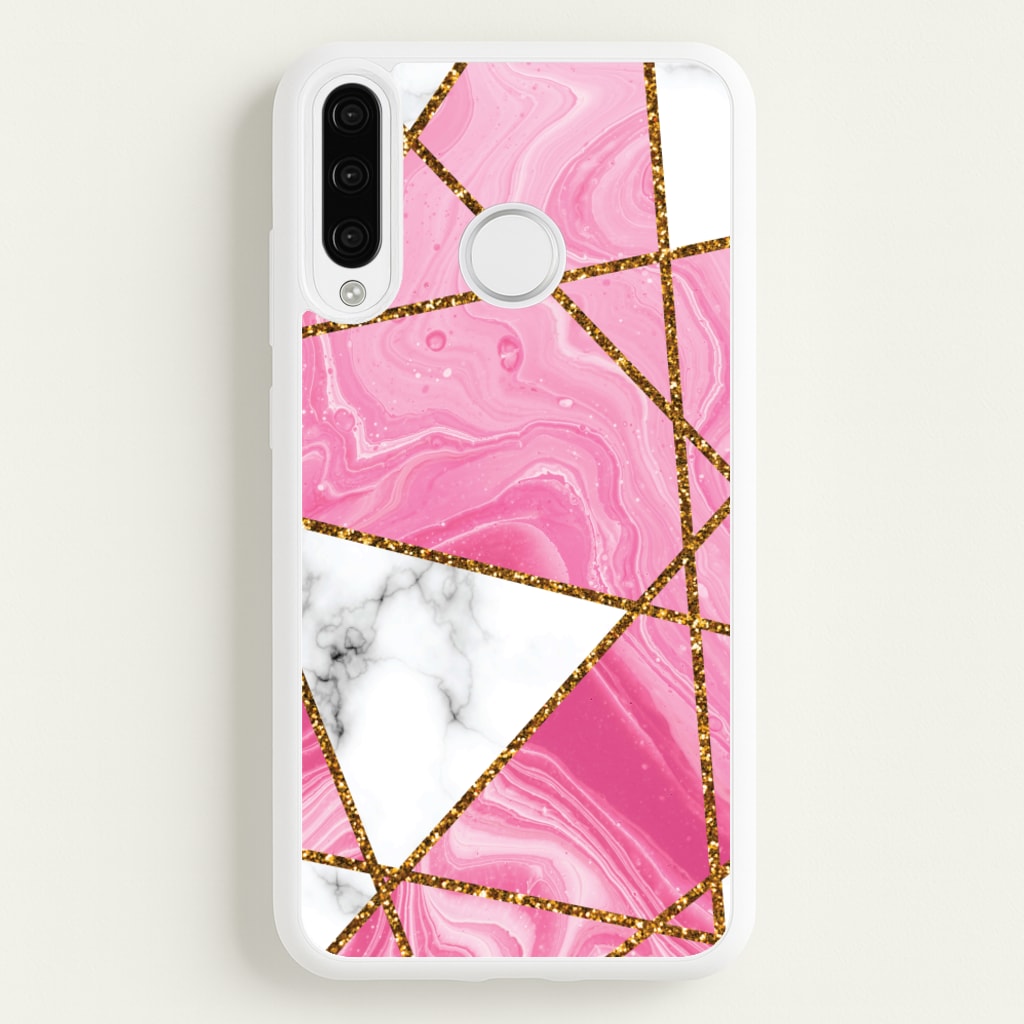 Pink Marble And Gold Collage - Marble Phone Case for Huawei P30 Pro