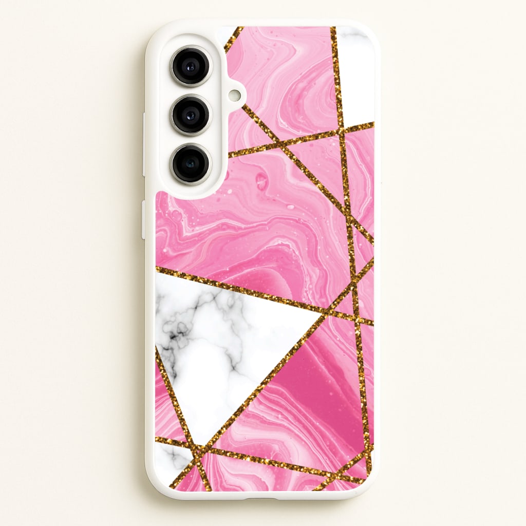 Pink Marble And Gold Collage - Marble Phone Case for Galaxy A56