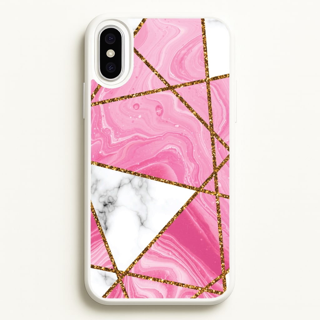 Pink Marble And Gold Collage - Marble Phone Case for iPhone XS Max