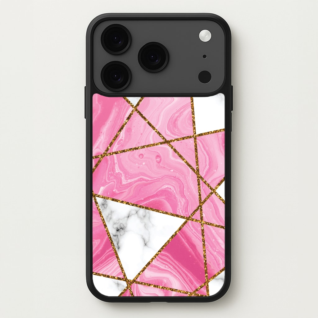 Pink Marble And Gold Collage Phone Case for iPhone 17 Pro