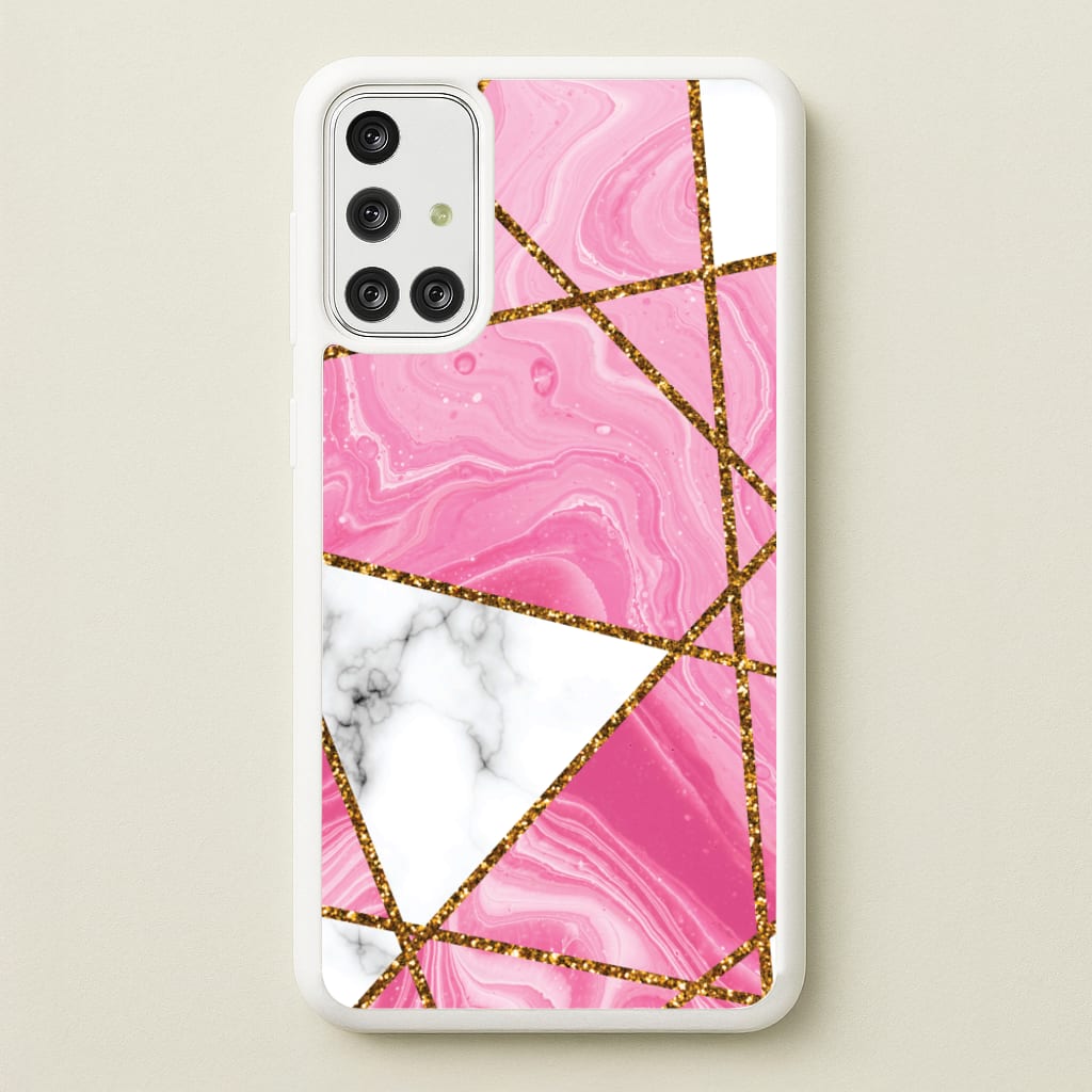 Pink Marble And Gold Collage - Marble Phone Case for Galaxy A71