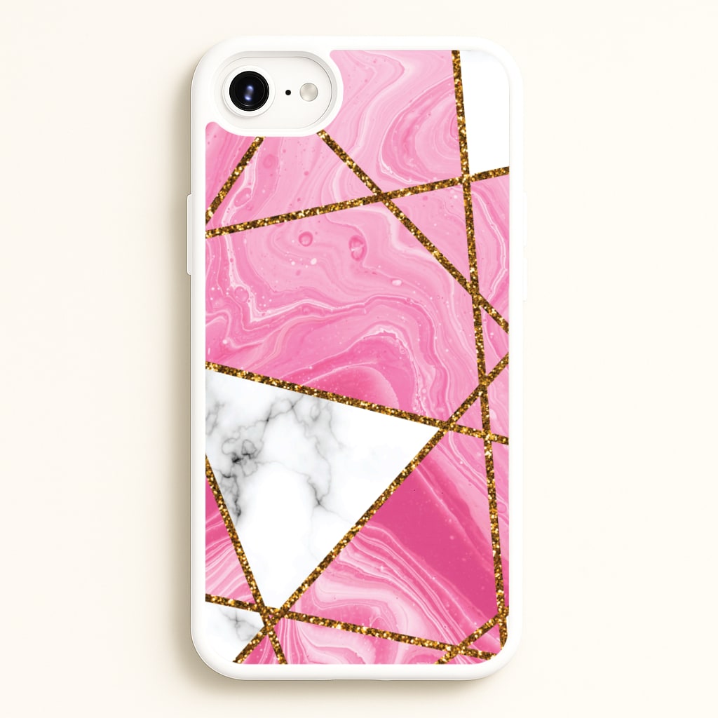 Pink Marble And Gold Collage - Marble Phone Case for iPhone 6 Plus / 7 Plus / 8 Plus