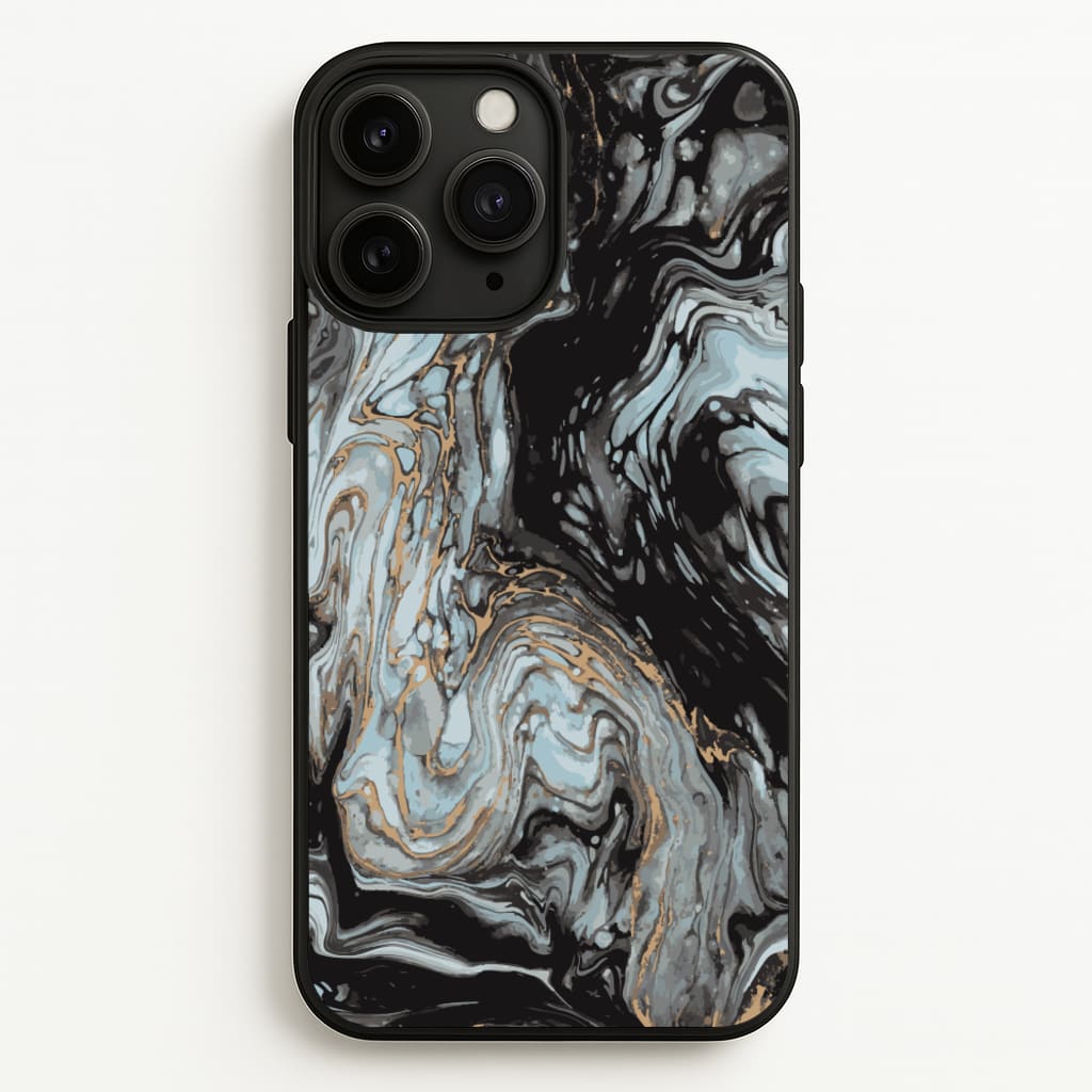 Black And Gold Cloudy Marble - Marble Phone Case for iPhone 11 Pro Max
