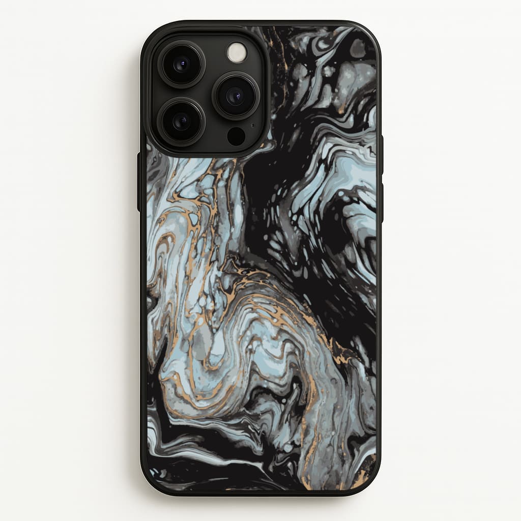 Black And Gold Cloudy Marble - Marble Phone Case for iPhone 13 Pro Max