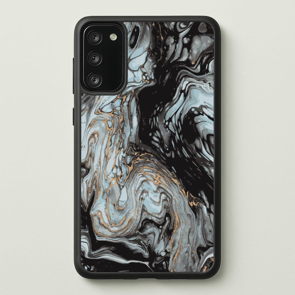 Black And Gold Cloudy Marble - Marble Phone Case for Galaxy S20FE