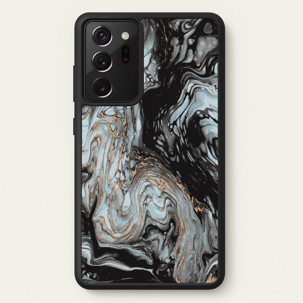 Black And Gold Cloudy Marble - Marble Phone Case for Galaxy Note 20 Ultra