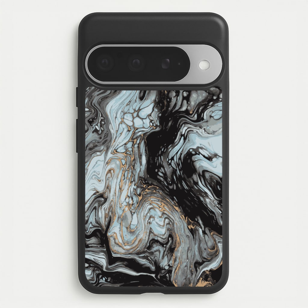 Black And Gold Cloudy Marble Phone Case for Google Pixel 10 Pro XL